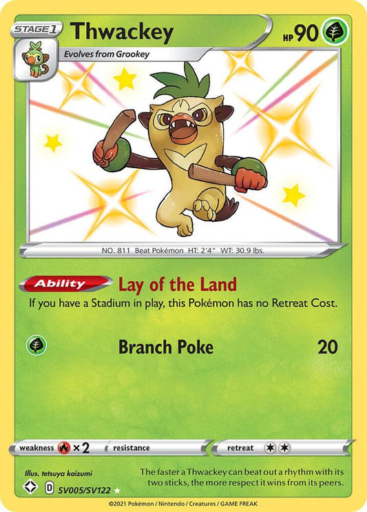 Thwackey SV005/SV122 — Pokémon TCG: Sword & Shield — Shining Fates: Shiny Vault