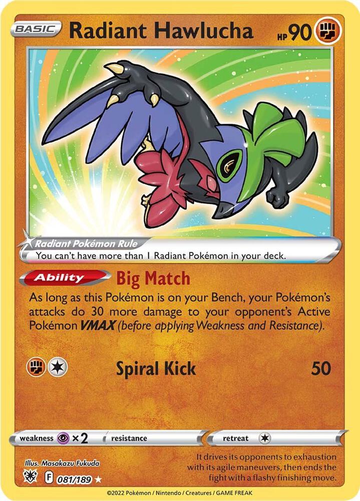 Radiant Hawlucha 081/189 — Pokémon TCG: Sword & Shield — Astral Radiance
