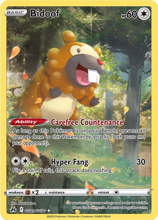Bidoof GG29/GG70 — Pokémon TCG: Crown Zenith — Galarian Gallery