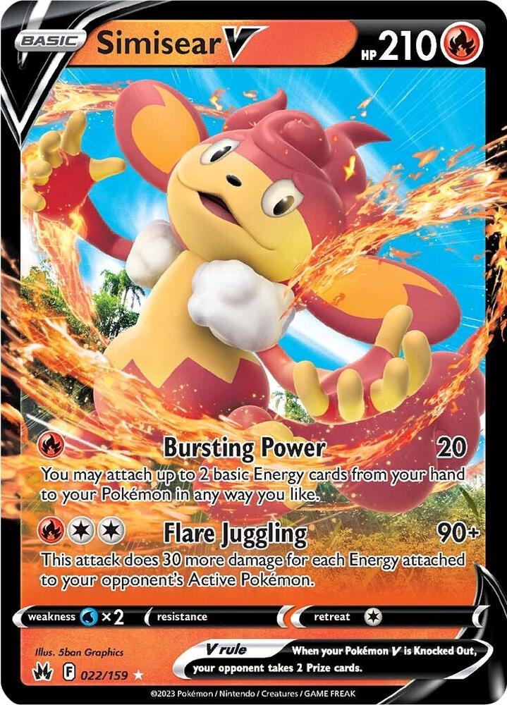 Simisear V 022/159 — Pokémon TCG: Sword & Shield — Crown Zenith